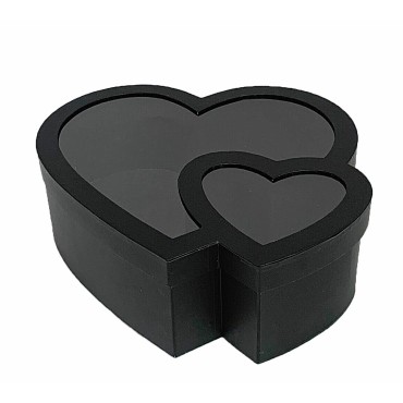 JK Home Décor - Κουτί Χάρτινο Διπλή Καρδιά Μαύρο 22-26x9-11cm