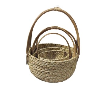 JK Home Décor - Καλάθι Seagrass με Λαβή Φυσικό 20-30x12-15x24-38cm S/3