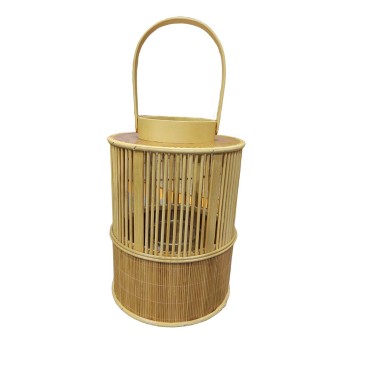 JK Home Décor - Bamboo Lantern with Candleholder 24x35cm
