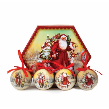 JK Home Décor - Μπάλα Οικολογική Άγιος Βασίλης & Παιδιά με Κουτί 8cm S/14