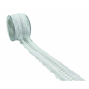 JK Home Décor - Κορδέλα Old Time Classic-Grid Λευκό 5.5cmx4.5m