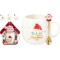 JK Home Décor - Κούπα με Κουτάλι από Πορσελάνη 550ml 9x10cm S/2