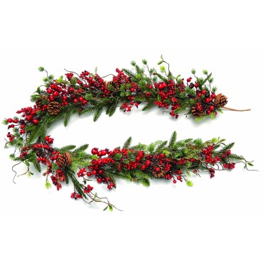 JK Home Décor - Γιρλάντα με Berries & Κουκουνάρια 180cm