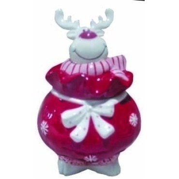 JK Home Décor - Μπισκοτιέρα με Ταρανδίνα Κόκκινη 12.5x18cm