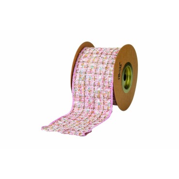 JK Home Décor - Κορδέλα Rustic With Brillante 10cmx4.5m Ροζ