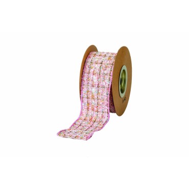 JK Home Décor - Κορδέλα Rustic With Brillante 6.7cmx4.5m Ροζ