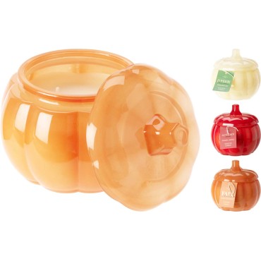 JK Home Décor - Κερί Αρωματικό Κολοκύθα σε Γυαλί 11x8cm 3Σχδ