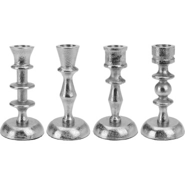 JΚ Home Décor - Κηροπήγια Αλουμίνιο Ασημί 6x13cm 4Σχδ