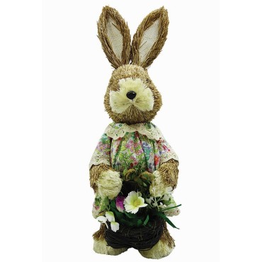 JK Home Décor - Grass Rabbit in Checkered Blue 48cm