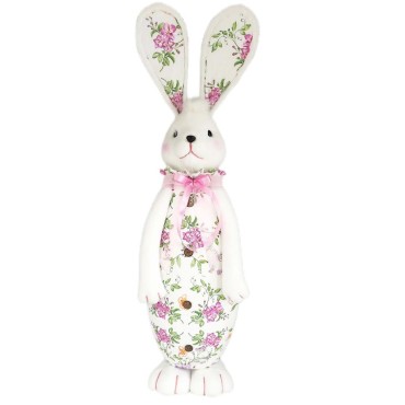 JK Home Décor - Foam Rabbit with Flowers in White 60cm