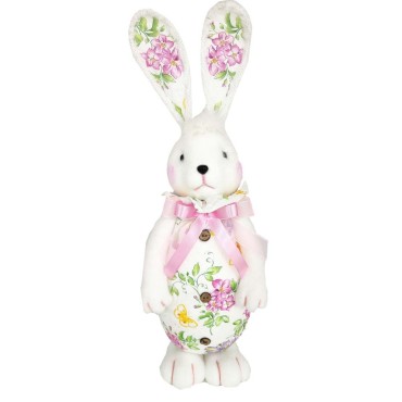 JK Home Décor - Foam Rabbit with Flowers in White 40cm
