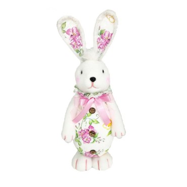 JK Home Décor - Foam Rabbit with Flowers in White 30cm
