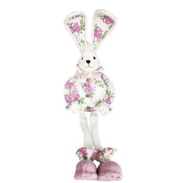 JK Home Décor - Foam Rabbit with Flowers in White 70cm