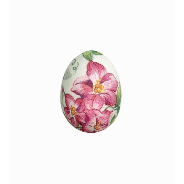 JK Home Décor - Αυγό με Λουλούδια από Φελιζόλ Λευκό 4cm S/6