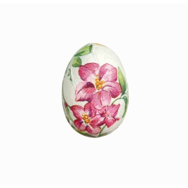 JK Home Décor - Αυγό με Λουλούδια από Φελιζόλ Λευκό 5cm S/6