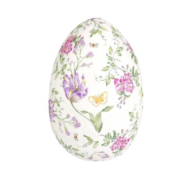 JK Home Décor - Αυγό με Λουλούδια από Φελιζόλ Λευκό 30cm