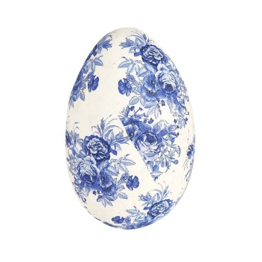 JK Home Décor - Αυγό με Λουλούδια από Φελιζόλ Μπλε 30cm