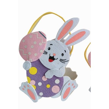 JK Home Décor - Καλάθι Τσόχινο με Κουνέλι Λευκό 20x9x23cm