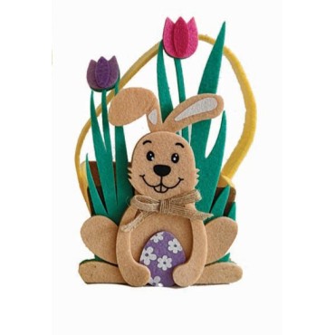 JK Home Décor - Καλάθι Τσόχινο με Κουνέλι Καφέ 11.5x7.5x19cm