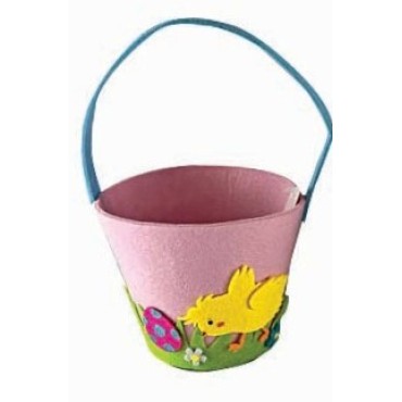 JK Home Décor - Καλάθι Τσόχινο Ροζ 14x12cm