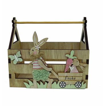 JK Home Décor - Καφάσι με Κουνελάκια από Ξύλο 15x7.5x13.5cm