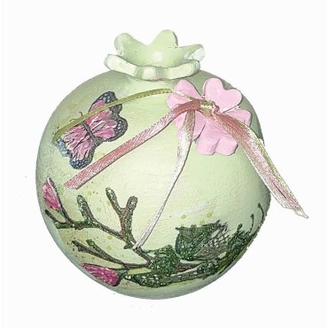 JK Home Décor - Ρόδι Κλειστό με Πεταλούδες 9cm