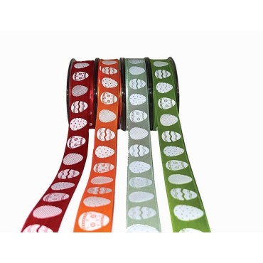 JK Home Décor - Κορδέλα Single Face Satin Ribbon Easter Eggs Πορτοκαλί 2.3cmΧ18m