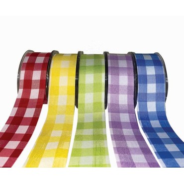 JK Home Décor - Κορδέλα Big Chechers - Linen Μπλε 4.8cmX9m