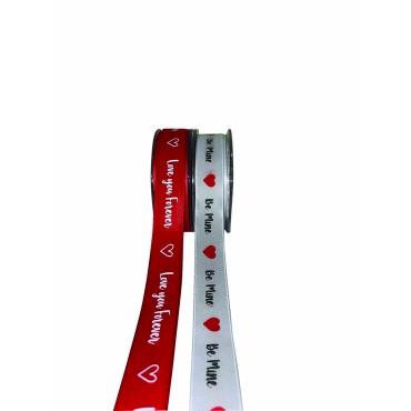 JK Home Décor - Κορδέλα Single Face Satin Be Mine Λευκό 2.3cmΧ18m