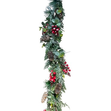 180cm christmas pine red berry garland without the wooden deco