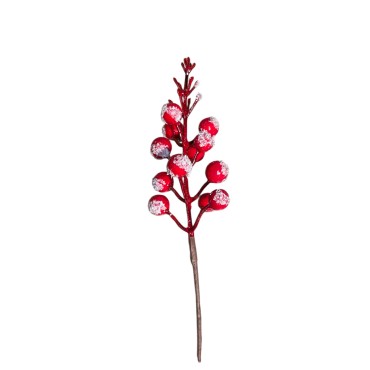 JK Home Décor - Πικ Berries Κόκκινο με Χιόνι 20cm S/6