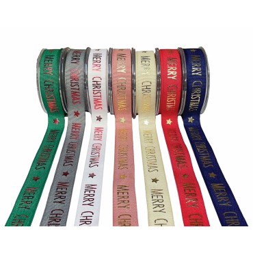 JK Home Décor - Κορδέλα Gro Matte Merry Christmas σε Ροζ 2.5cm x 9m