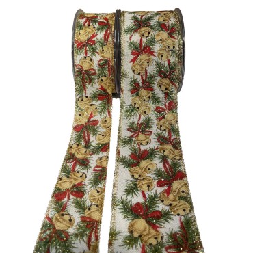 JK Home Décor - Κορδέλα Holly Bells 6.7cm x 9m