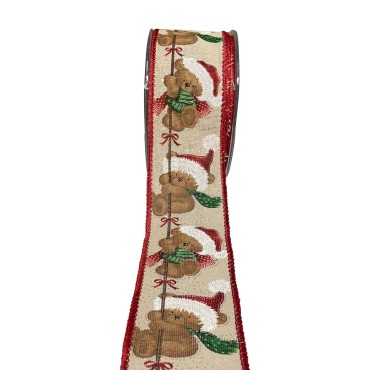 JK Home Décor - Κορδέλα Santa Bear 5.5cm x 9m