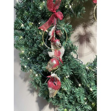 JK Home Décor - Γούρι Ρόδι Κεραμικό Μπορντώ 32cm