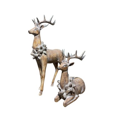 JK Home Décor - Ελάφι Πολυρεζίν 30-32x15x28.5-50.5cm S/2