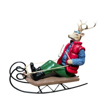 JK Home Décor - Ελάφι στο Σκι 29.5x10.5x23.5cm