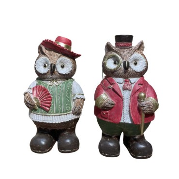 JK Home Décor - Κουκουβάγια Πολυρεζίν 10.5x9.5x19.5cm S/2