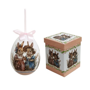 JK Home Décor - Αυγό Κουνελάκια με Κουτί 15cm