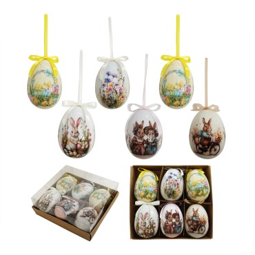 JΚ Home Décor - Κρεμαστά Αυγά σε Κουτί 7.5cm S/6