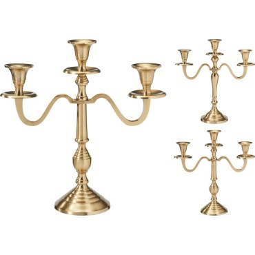 JK Home Décor - Κηροπήγιο 3-Θέσεων Χρυσό 29x10x30cm 2Σχδ
