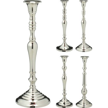 JK Home Décor - Κηροπήγιο από Αλουμίνιο Ασημί 10x29cm 4Σχδ