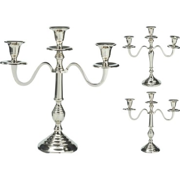 JK Home Décor - Κηροπήγιο 3-Θέσεων Ασημί 29x10x30cm 2Σχδ