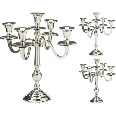 JK Home Décor - Κηροπήγιο 5-Θέσεων Ασημί 29x10x30cm 2Σχδ