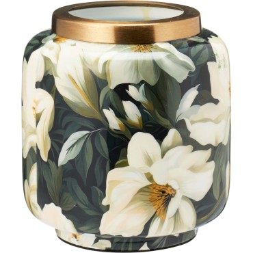 JK Home Décor - Βάζο Μανώλια από Μέταλλο 15x15.5cm