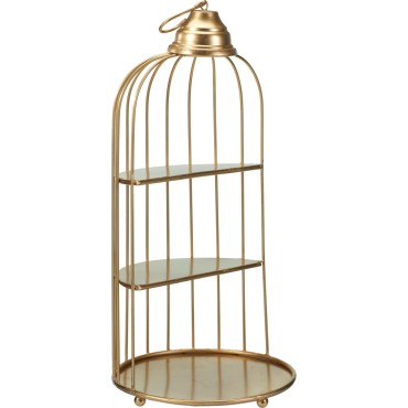 JK Home Décor - Κλουβί Δίσκος 3-Επιπέδων Μεταλλικός Χρυσό 20x26cm