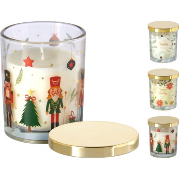 JK Home Décor - Κερί Αρωματικό Happy Holidays σε Γυαλί 8x10cm 2Σχδ