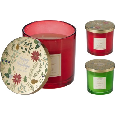 JK Home Décor - Κερί Αρωματικό Happy Holidays σε Γυαλί 8x10cm 2Σχδ