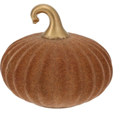 JK Home Décor - Κολοκύθα από Γυαλί με Βελούδο Καφέ 10x10cm
