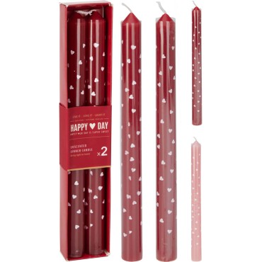 JK Home Décor - Κερί Δείπνου με Καρδιές 25cm 2Σχδ S/2
